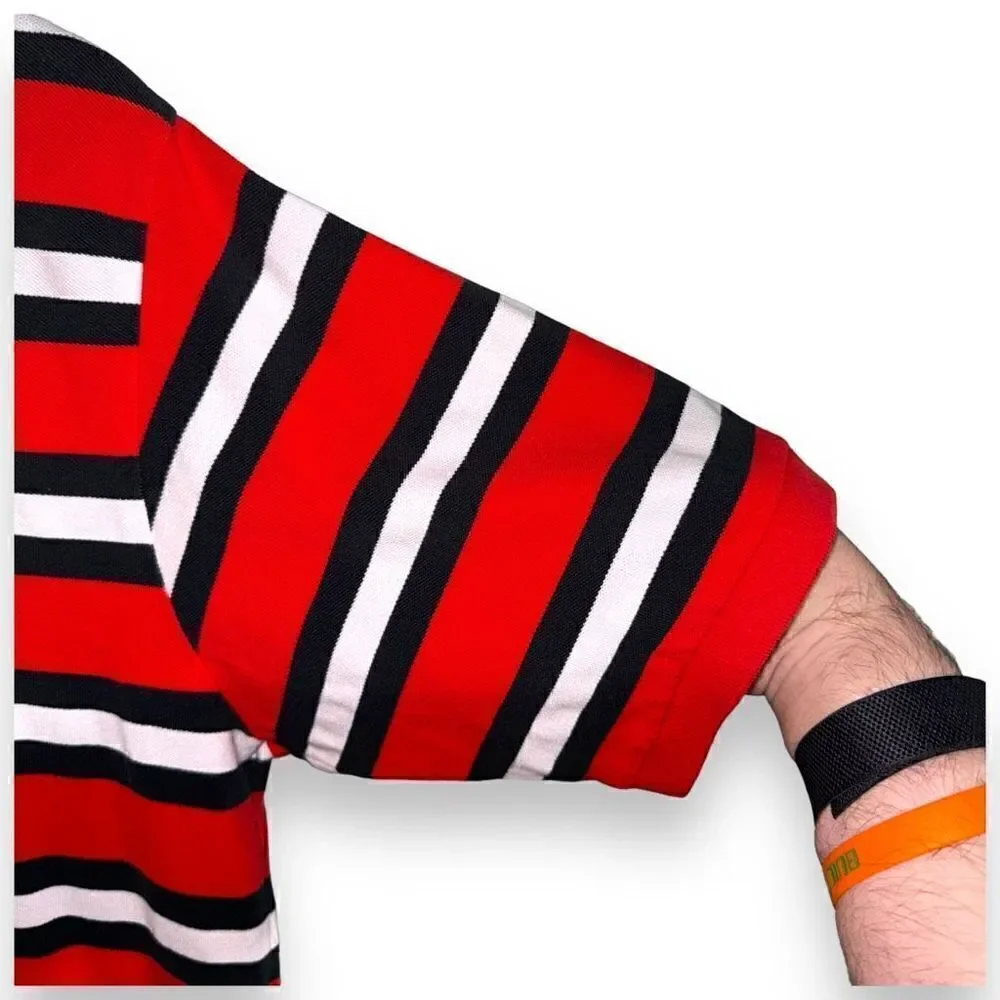 Polo Ralph Lauren Red & White Stripes Pique Mesh Polo L